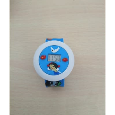 Snow White Cartoon Character Round Face Digital Watch - Blue