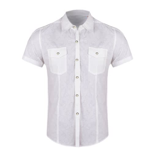 Men's Fitted Multiple Patterned Shirt In White With Pockets