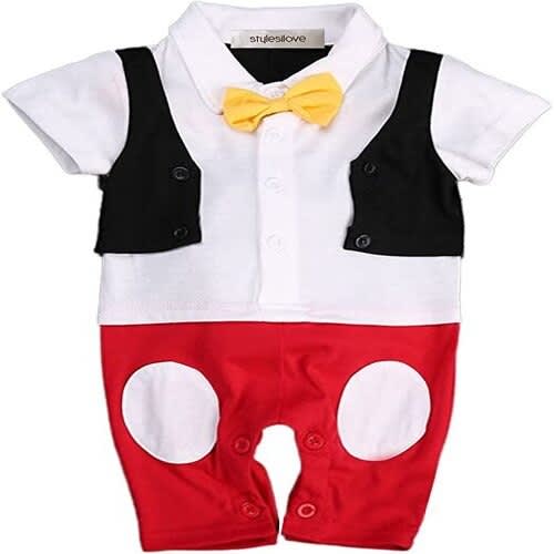 Baby Boy Bowtie Cartoon Photo Prop Romper