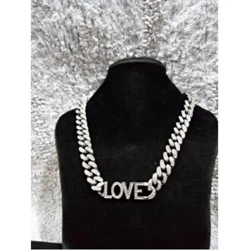 Cuban Choker With Love Pendant