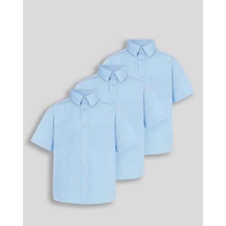 School Short Sleeve Shirt For Boys - 3 Pack - Blue