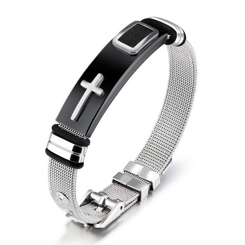 Men Stainless Bracelets -Silver & Black