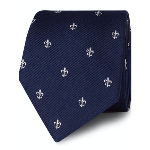 Navy White Fleur De Lys Tie