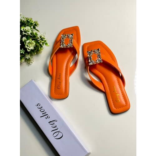 Oleg Flat Slippers - Orange