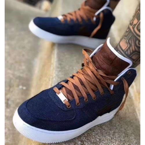 Denim Ankle Men's Sneakers - Blue