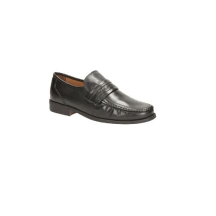 Bezel Edge Wide Fit Leather Shoe - Black
