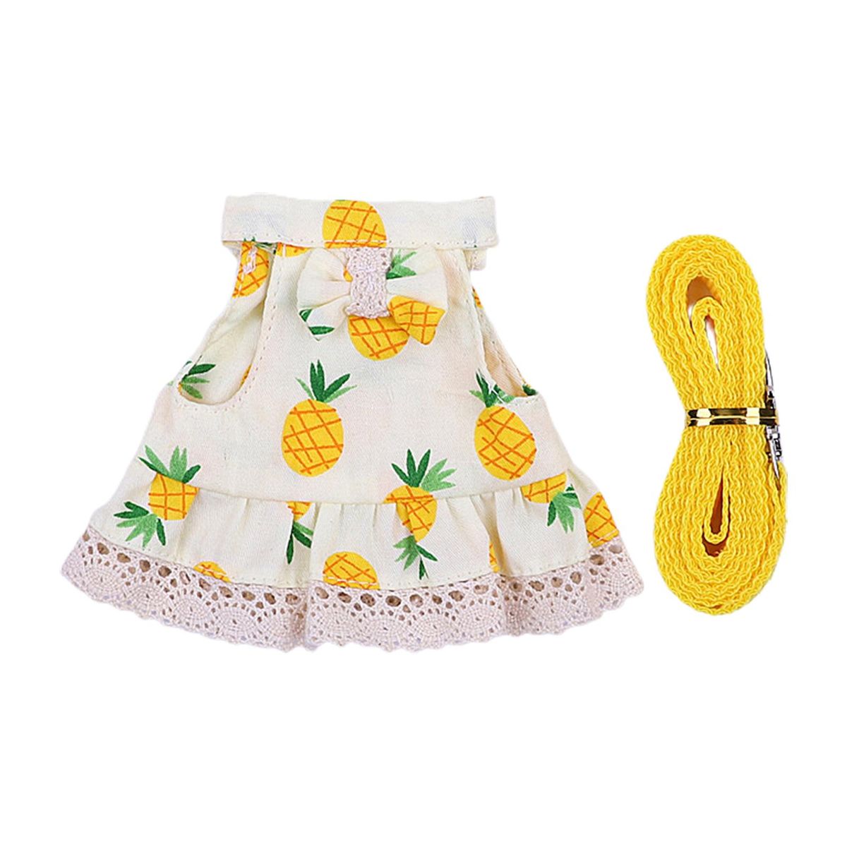 1 Set Pet Dress Red Checkered Starred Pet Leash Yellow