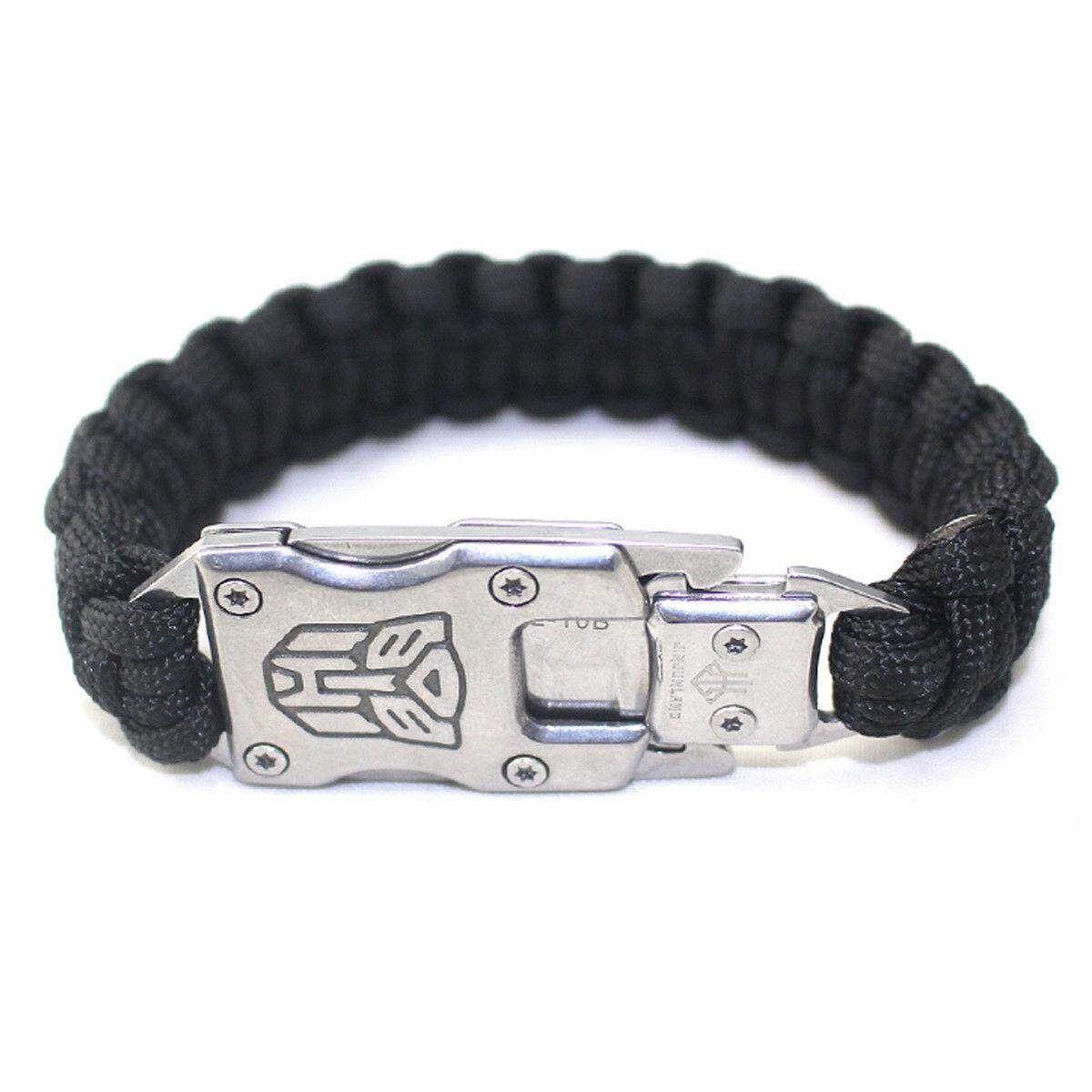 Survival Paracord Bracelet Emergency For Camping Hiking Parachute Tool Kit Silver Silver