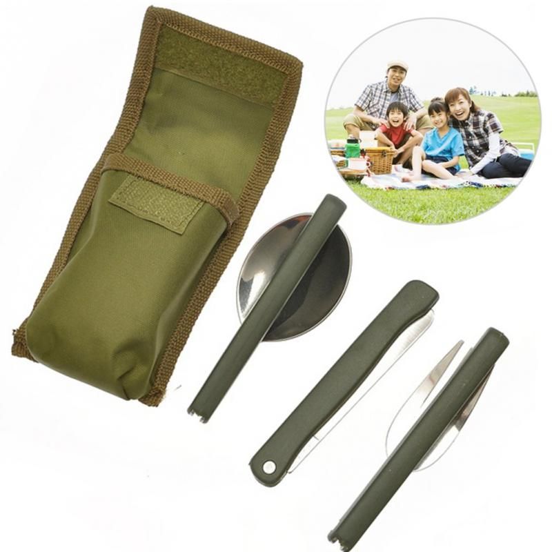 Portable Mini Tableware Set Outdoor Tool Folding Cutlery Set With Spoon Fork Knives For