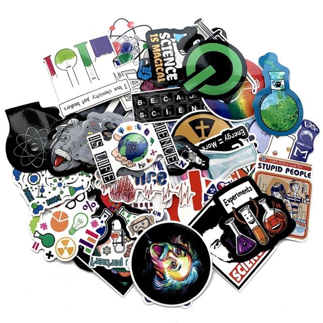 50pcs Outdoor Science Laboratory Stickers Computer Pvc For