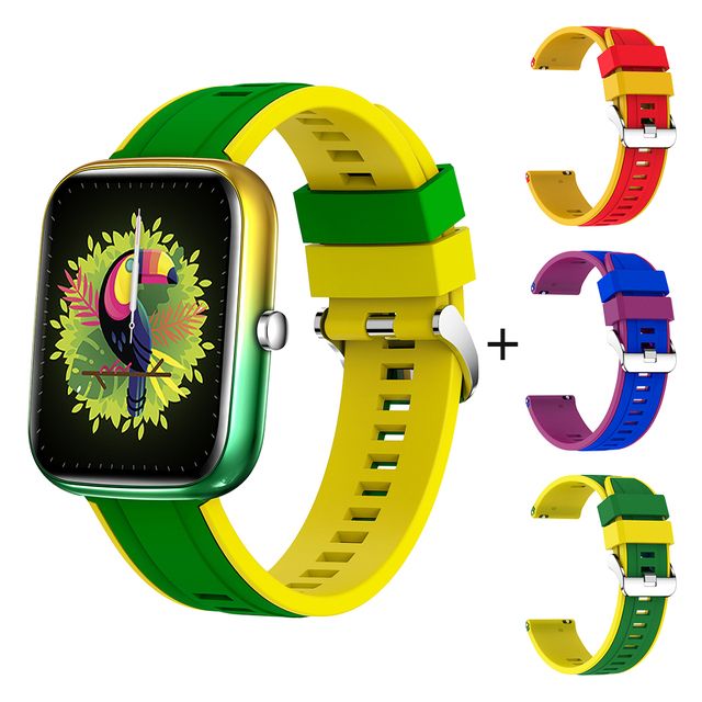 P8 BR 1.69 Inch Smart Watch Men Fitness Tracker IP67 Waterproof Bluetooth International Smartwatch For Android IOS Phone(#Brazil With 3 Strap)
