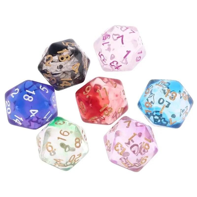 7pcs D20 Polyhedral 20 Sided Dice Numbers Dials Table Board Role Playing Game R9CE