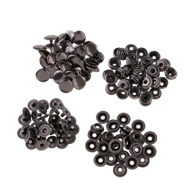 30 Sets Metal Snap Buttons Press Stud Popper 12.5mm Grey Black