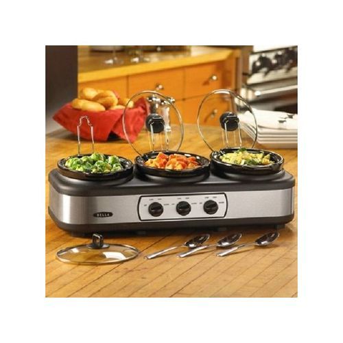 Triple Slow Cooker And Warming Station - Stainless