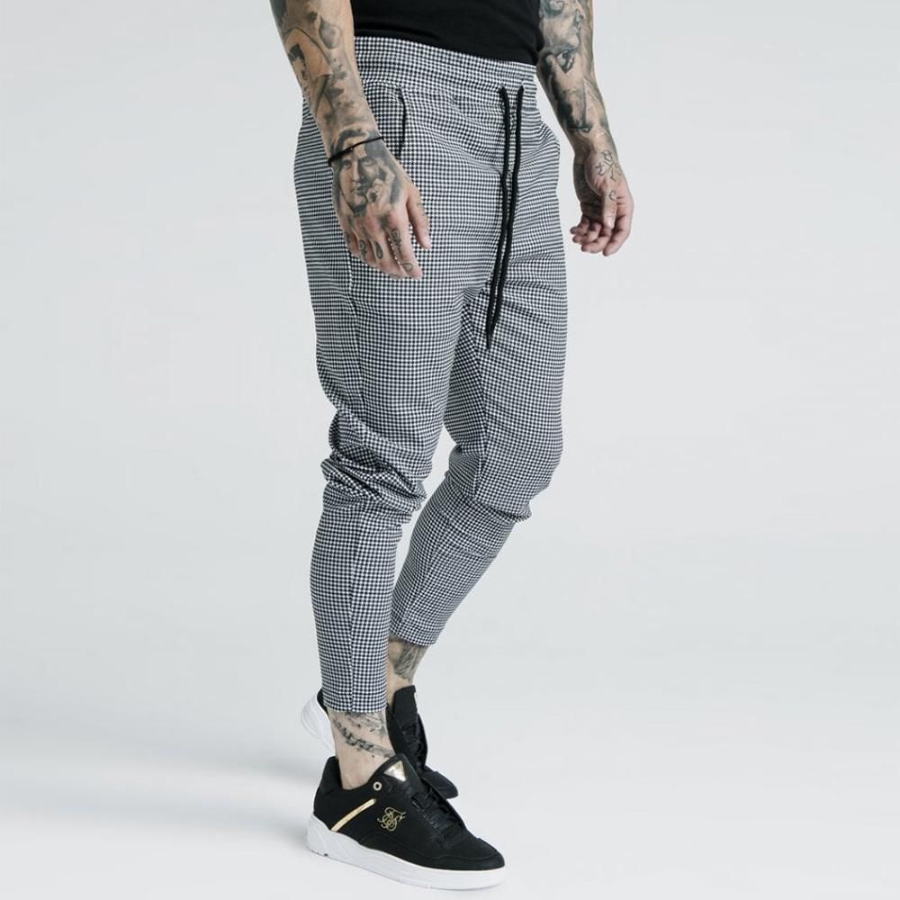 Adjusted tracksuit for men casual hip-hop checkered sportswear for autumn