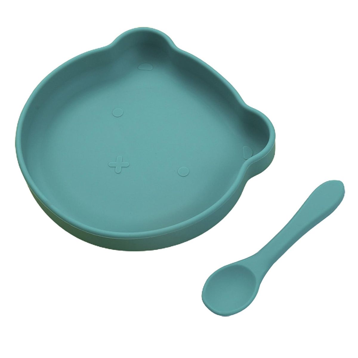 Baby Suction Plate Silicone Toddlers Eating Dish Bowl Dark Green