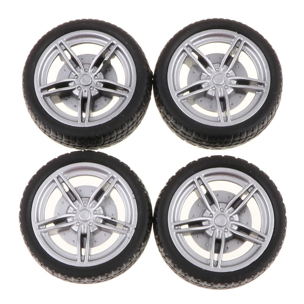 4 Pieces 5-Spoke Wheel Rims Rubber Tyres For RC  Car DIY Replacement