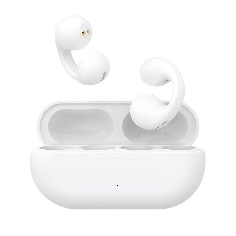 Clip-on white wireless music headphones bone conduction headphones