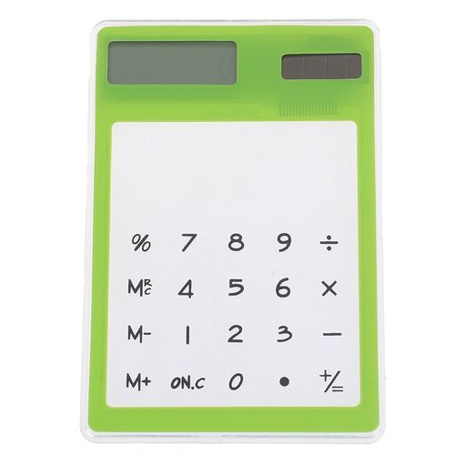 8 Digit Solar Calculator Use For Student Touch Screen Ultra Slim Transparent Stationery Clear Scientific School Office Supply Green