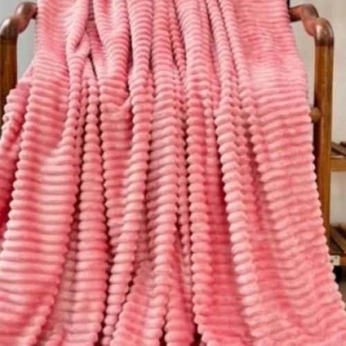 Soft Stripped Flannel Blanket 4x6- Peach