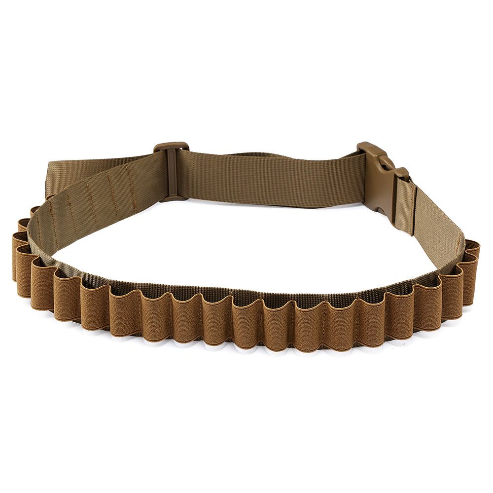 (Khaki) 12 GA Shot Gun Shell Bandolier Belt Airsoft 29 Rounds Shotshell Hunting Ammo Holder Sh JIN