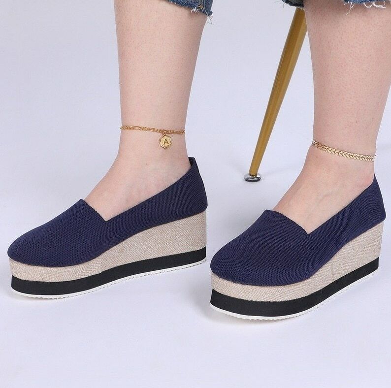Spring Wedge Woman Shoes Flats Platform Sneakers Ladies Comfort Loafers Slip On