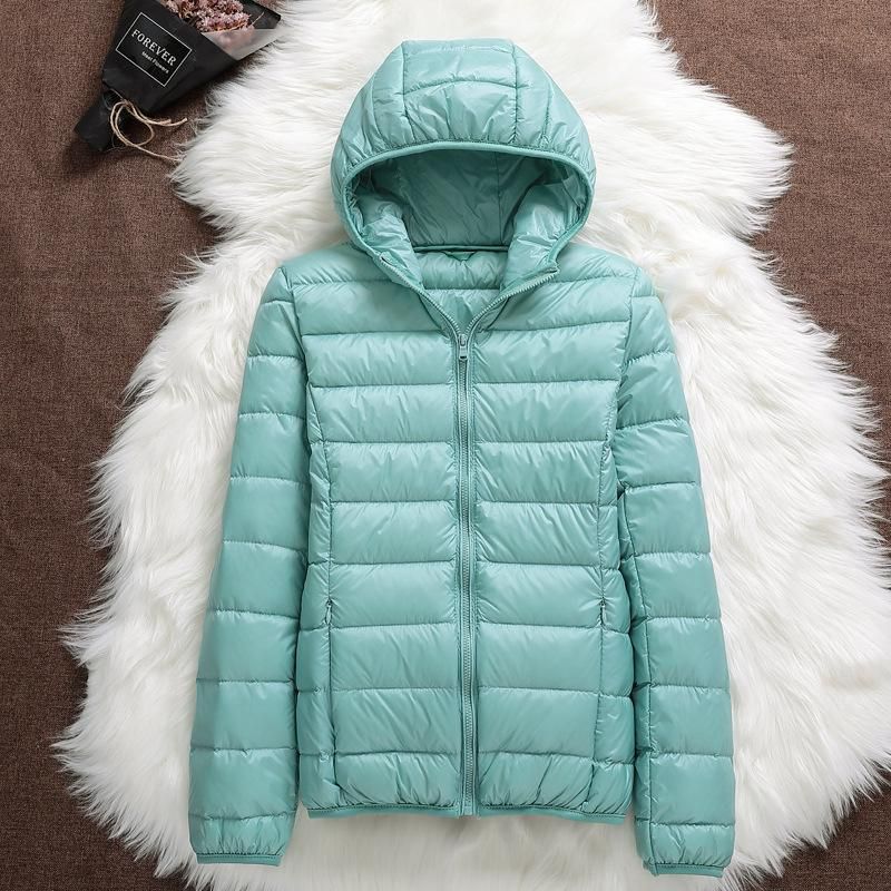Hooded, oversized, fat and lightweight down jacket for women, thin and warm in autumn and winter,