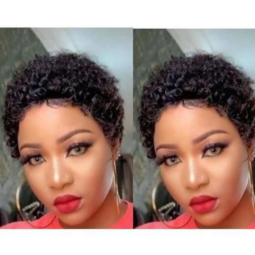 SHORT NATURAL JERRY CURL HAIR WIG - NATURAL COLOUR