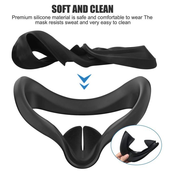 Replacement VR Silicone Face Mask Cover Pad For Oculus Quest 2  Black