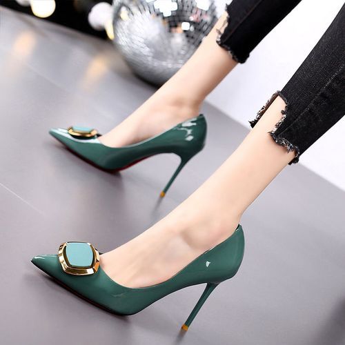 Corporate Work High Heel Party Cover Shoe -Green