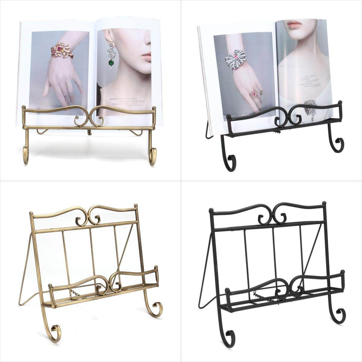 Country Iron Scroll Recipe Holder Book Stand With Metal Weights 36.5cm(W) White White