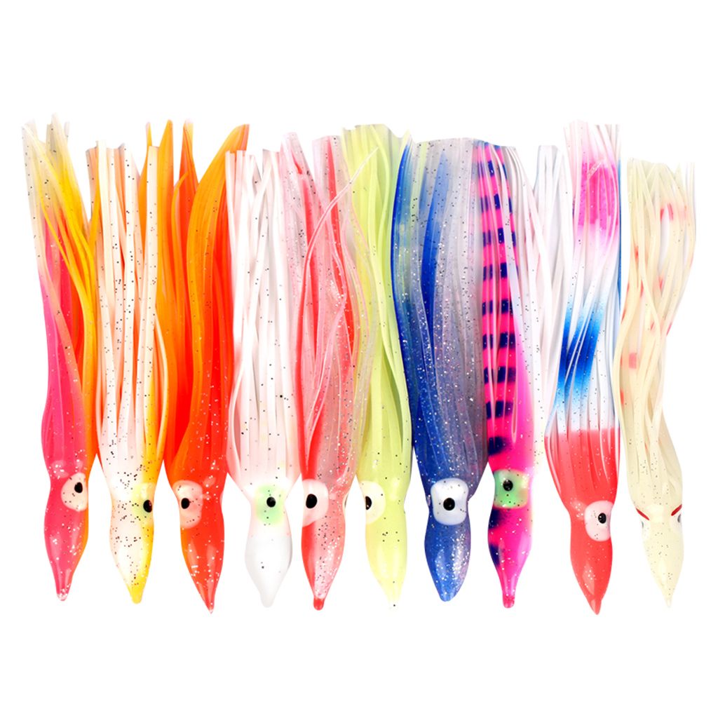 10pcs Silicone Squid Skirts  Soft  Baits Hoochie Octopus