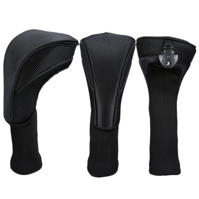 Black Golf Head Covers Driver 1 3 5 Fairway Woods For Golf