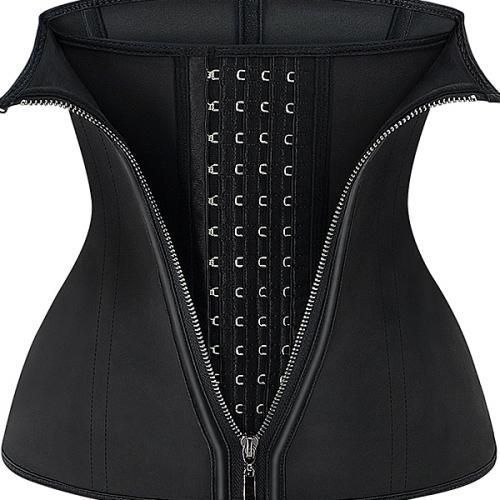 9 Bone Hook + Zip LATEX Corset Waist Trainer
