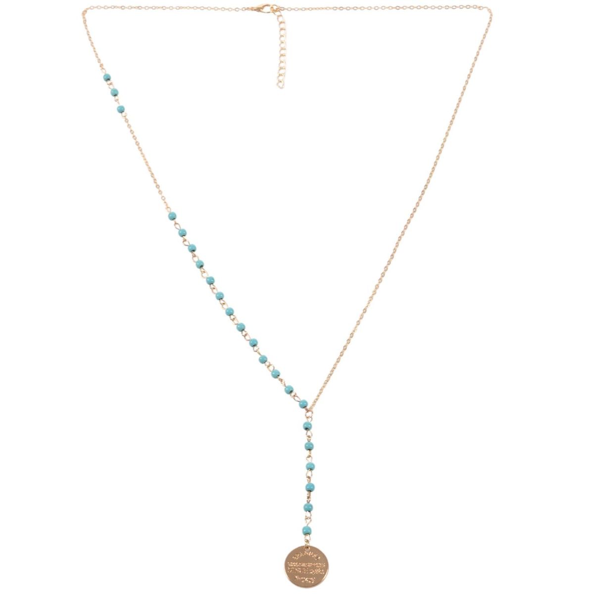 Fashion Women Long Tassel Turquoise Beads Gold Chain Choker