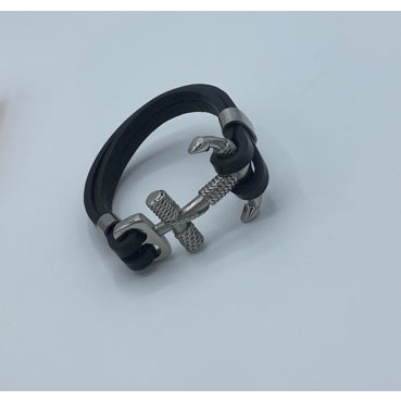 Anchor  Men’s Bracelet - Black & Silver
