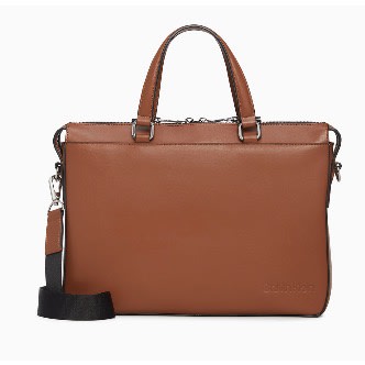 Dress Leather Slim Briefcase, Brown
