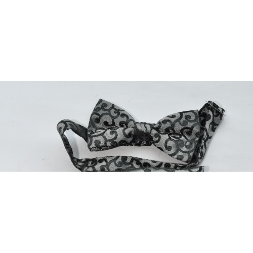 Men's Floral Grey/black Bow Tie - Mbt-2844