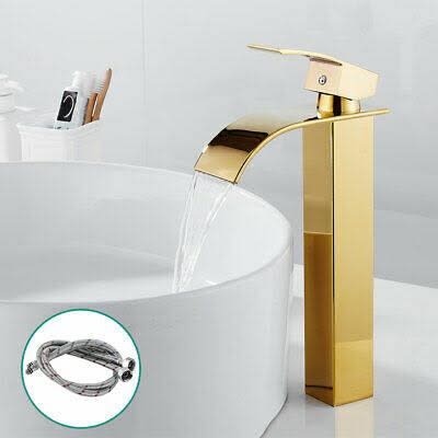 Kitchen Flat Single Lever  Mixer Tap - Gold