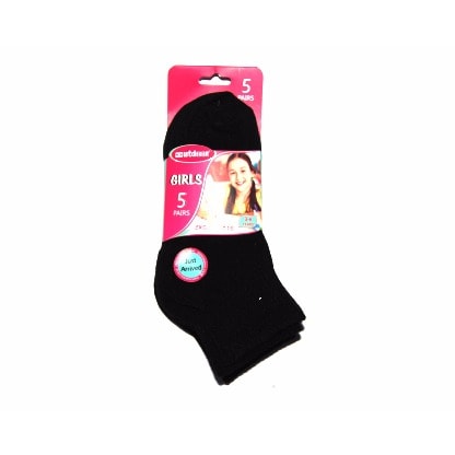 Girls School Socks - 5 Pieces - Black
