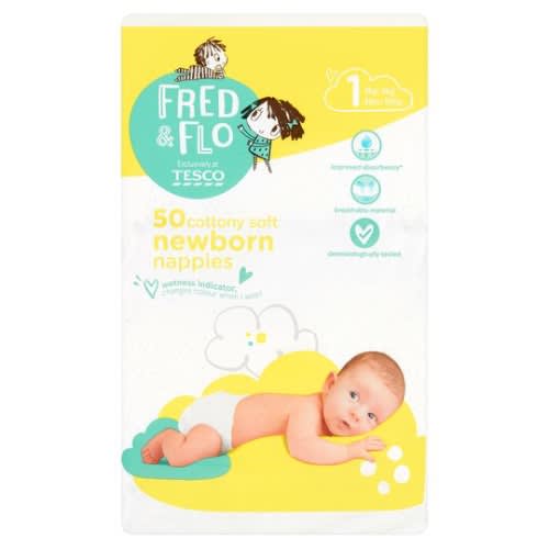 50 Cottony Soft Newborn Nappies - Size 1