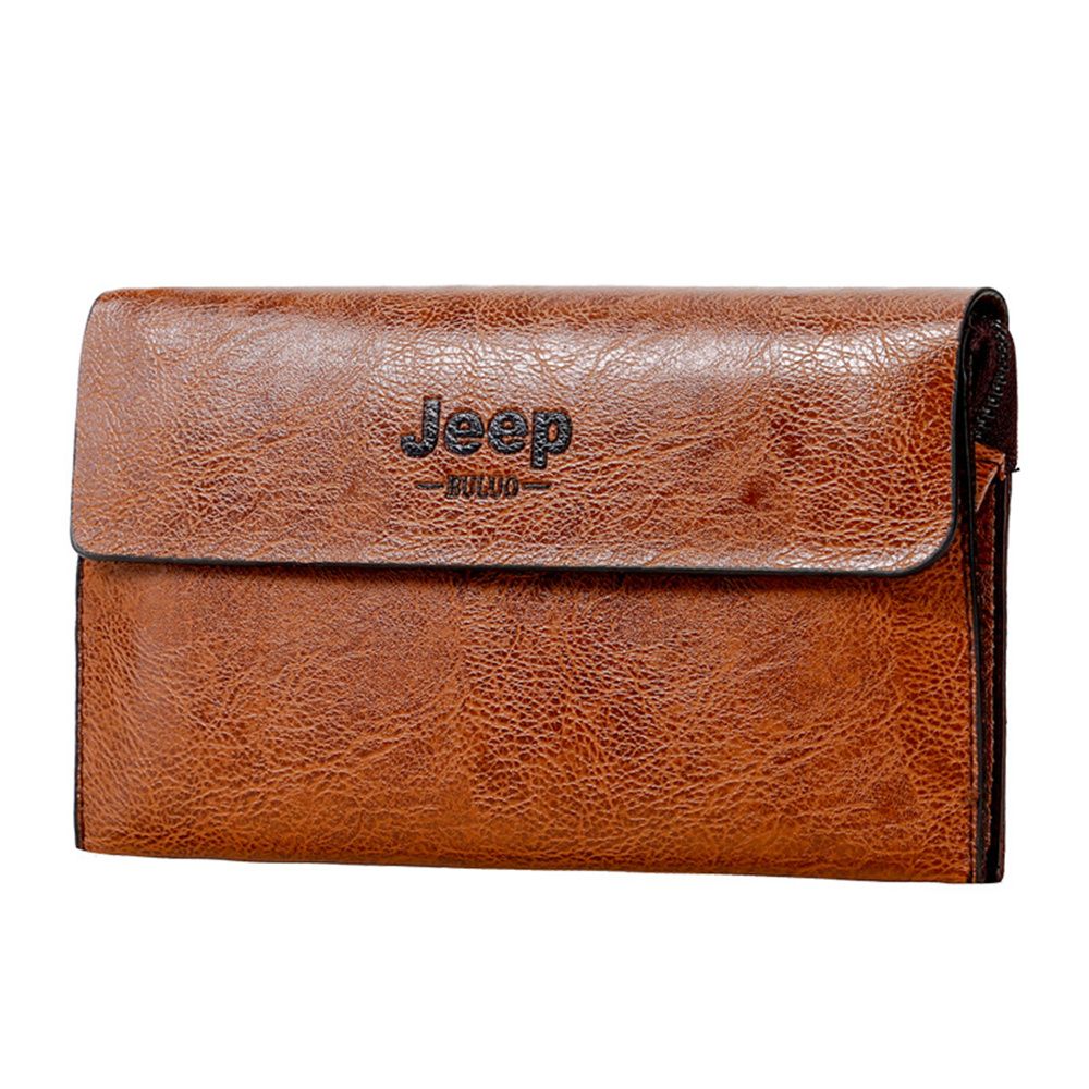 New Design Multi-Function Waterproof Coffee Brown Leather Clutch