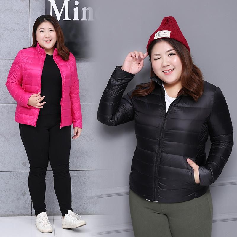 Autumn and Winter Lightweight Women's Standing Neck Short Down Coat Plus Size Portable Storage Bag