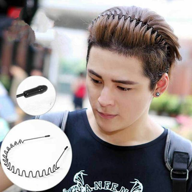Men's Women Sports Wave Hair Band Metal Black Hairband