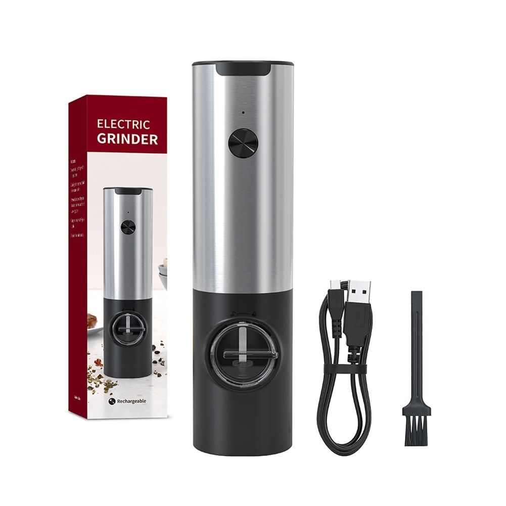 Rechargeable Electric Salt and Pepper Grinder Set USB Charging Stainless Steel Automatic Salt Spice Grinder Pepper