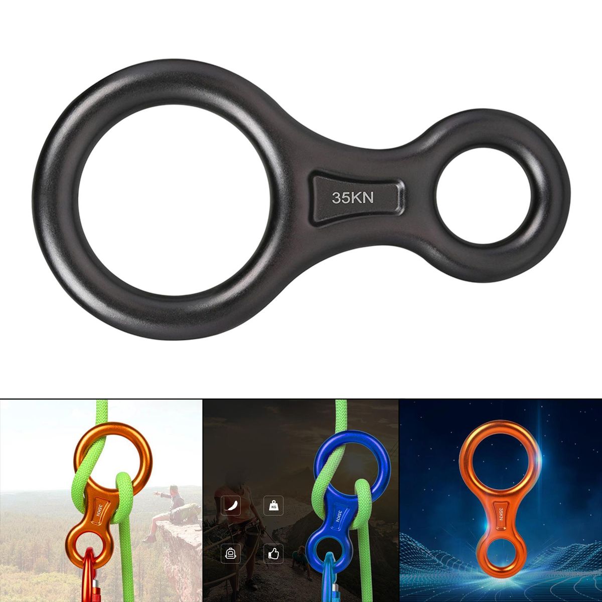 Figure 8 Descender Aluminum Alloy Rock Tree Climbing Belaying Gray