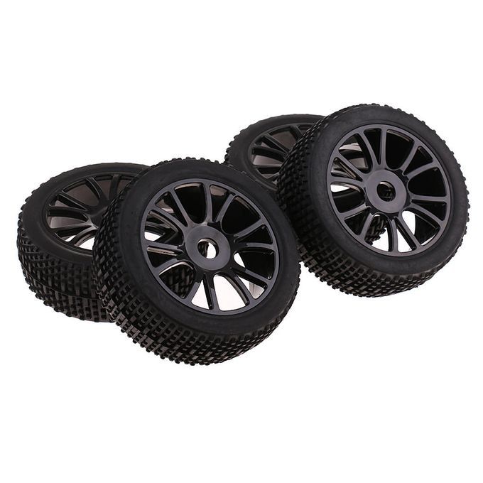 4 Pcs 17mm Hub Wheel Rims & Tyres For 1:8 Scale HSP HPI RC Car Buggy