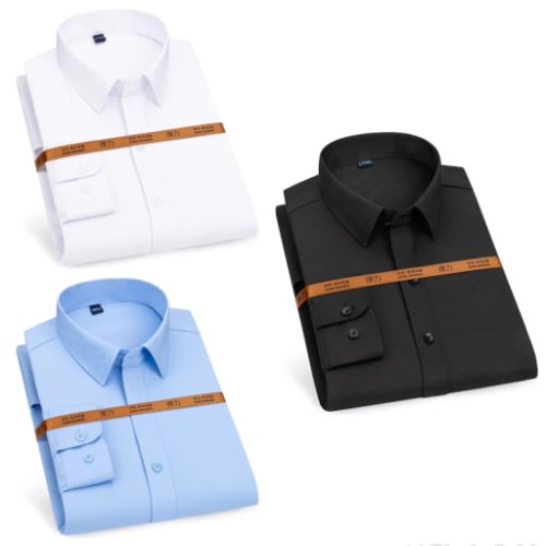 3in1 Regular Cotton Longsleeve Shirt- White-Sky Blue & Black