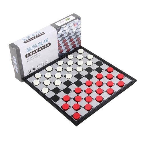 Foldable & Magnetic Checkers Board Game