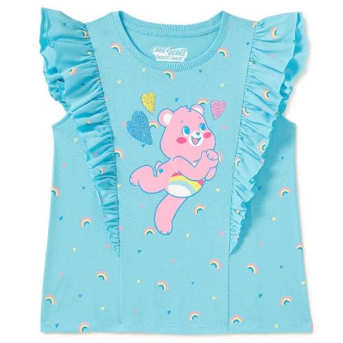 Care Bears Girls Lovely Flutter Sleeve Blouse Top